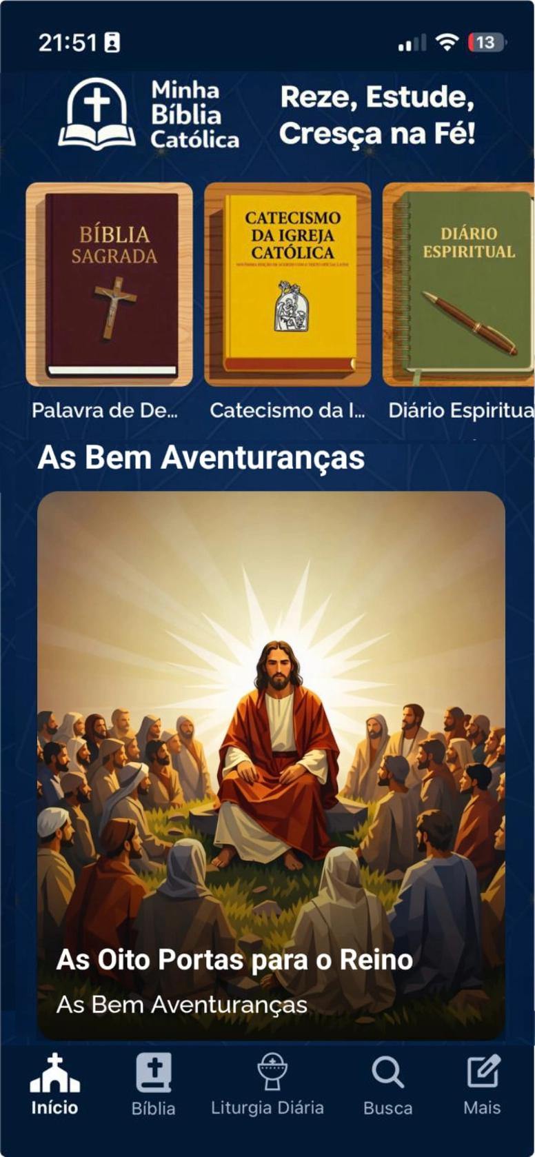 Minha Bíblia Católica — Tela do curso As Bem-aventuranças
