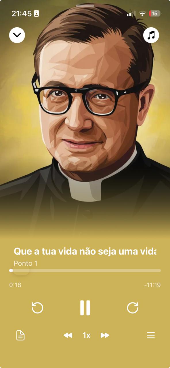 O curso 1000 Dias com Escrivá tocando no app Minha Bíblia Católica