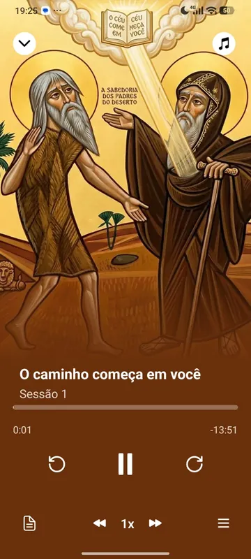 O retiro A Escada Escondida tocando no app Minha Bíblia Católica