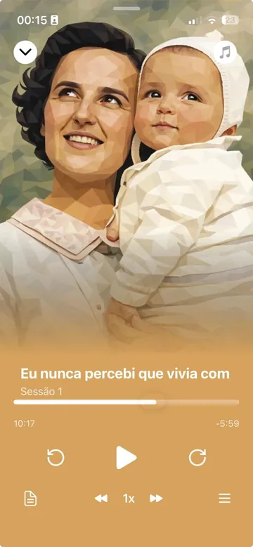 O curso Santa Gianna Beretta Molla tocando no app Minha Bíblia Católica