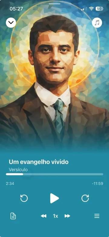 O curso Jovens de Luz tocando no app Minha Bíblia Católica