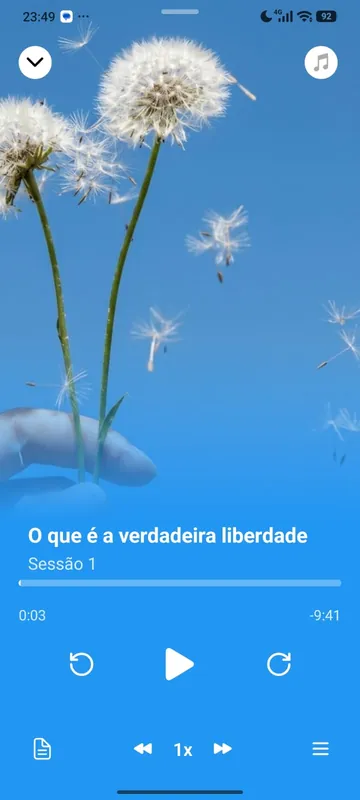 O curso Liberdade Interior tocando no app Minha Bíblia Católica