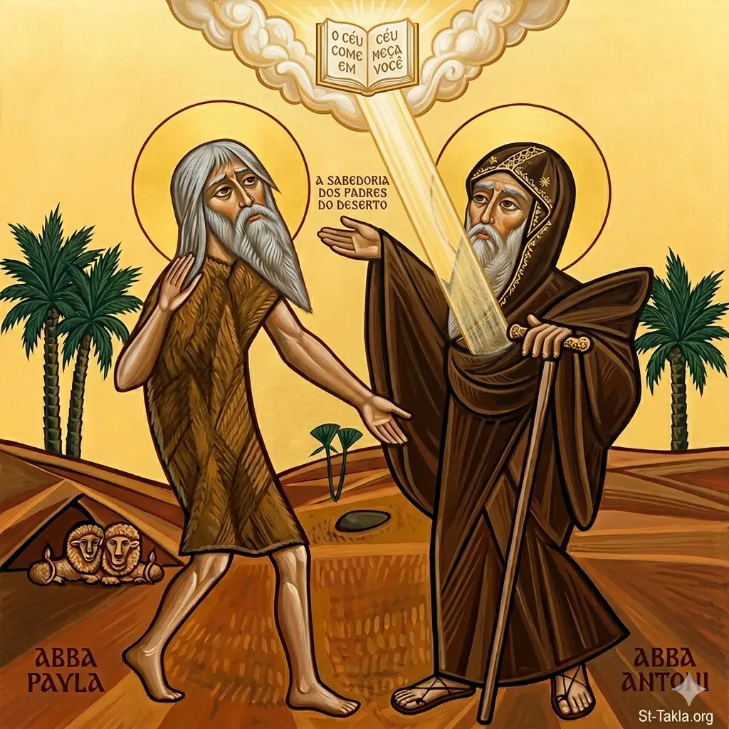 Ícone dos Padres do Deserto com o livro O céu começa em você