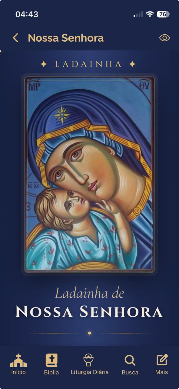 Tela do Devocionário no app — Ladainha de Nossa Senhora