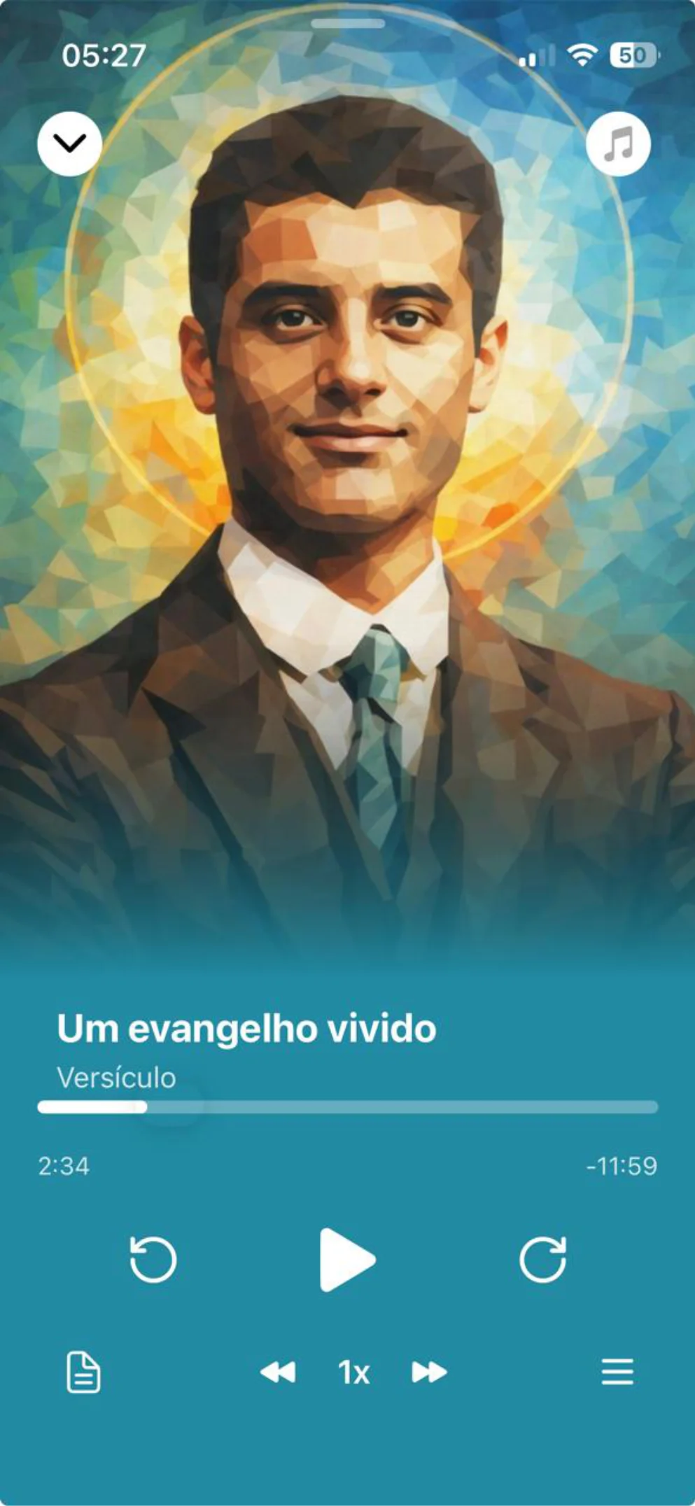 Tela do player — Jovens de Luz