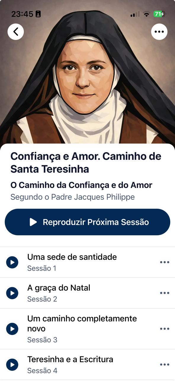 Tela do player — Retiro com Santa Teresinha